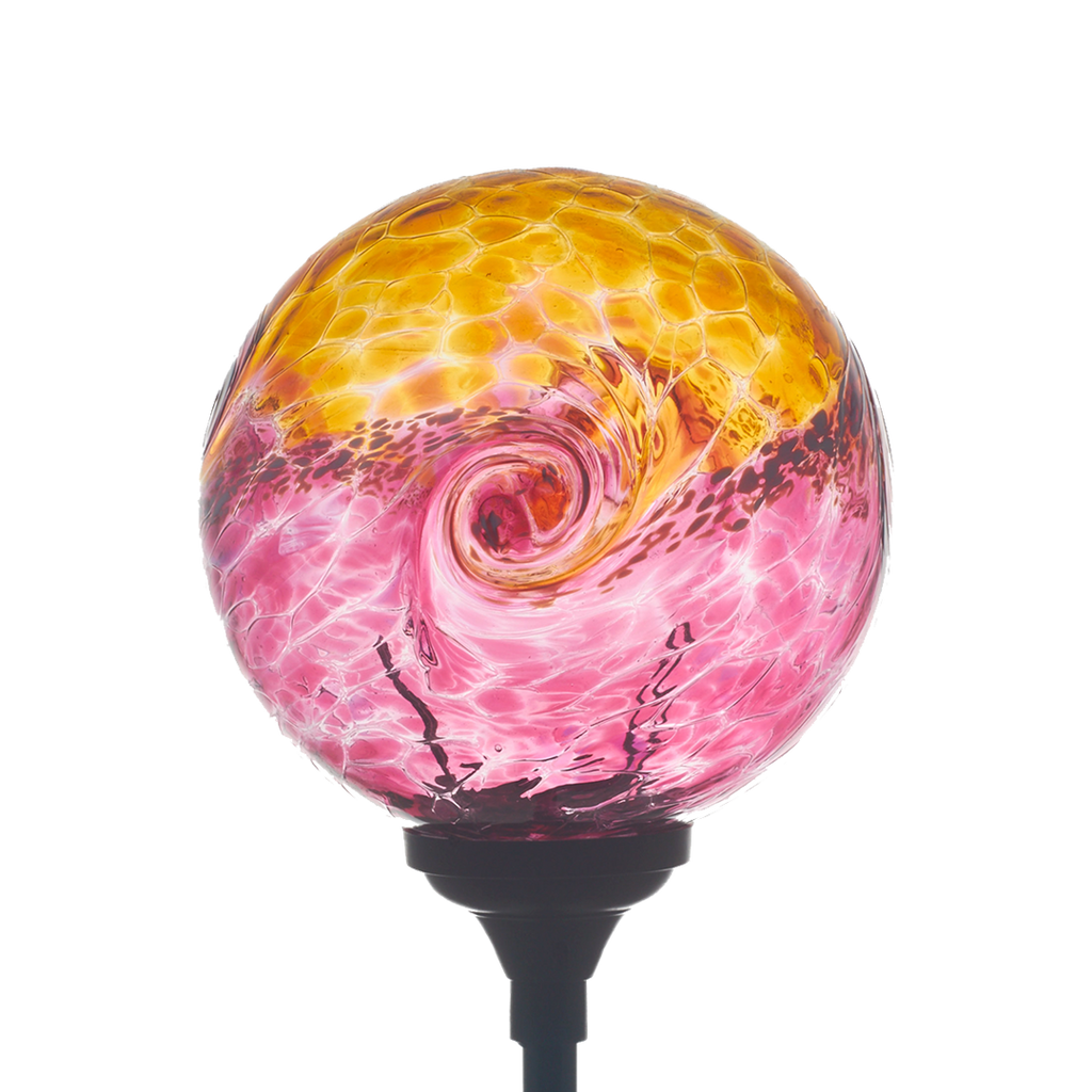 Gold/Pink Van Glow Solar Light on a transparent background. 