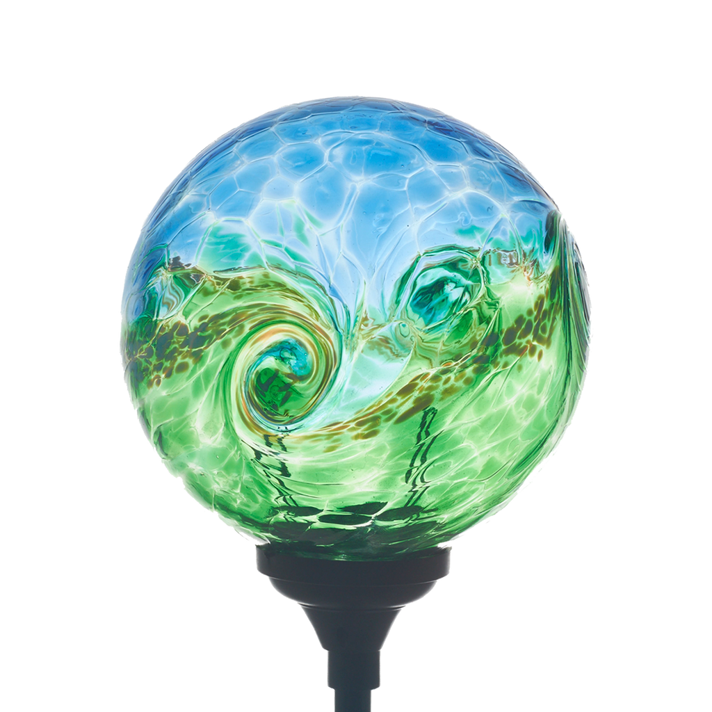 Blue/Green Van Glow Solar Light on a transparent background. 