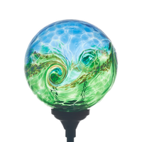 Blue/Green Van Glow Solar Light on a transparent background. 