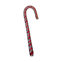 Red and white striped glass Candy Cane on a transparent background.