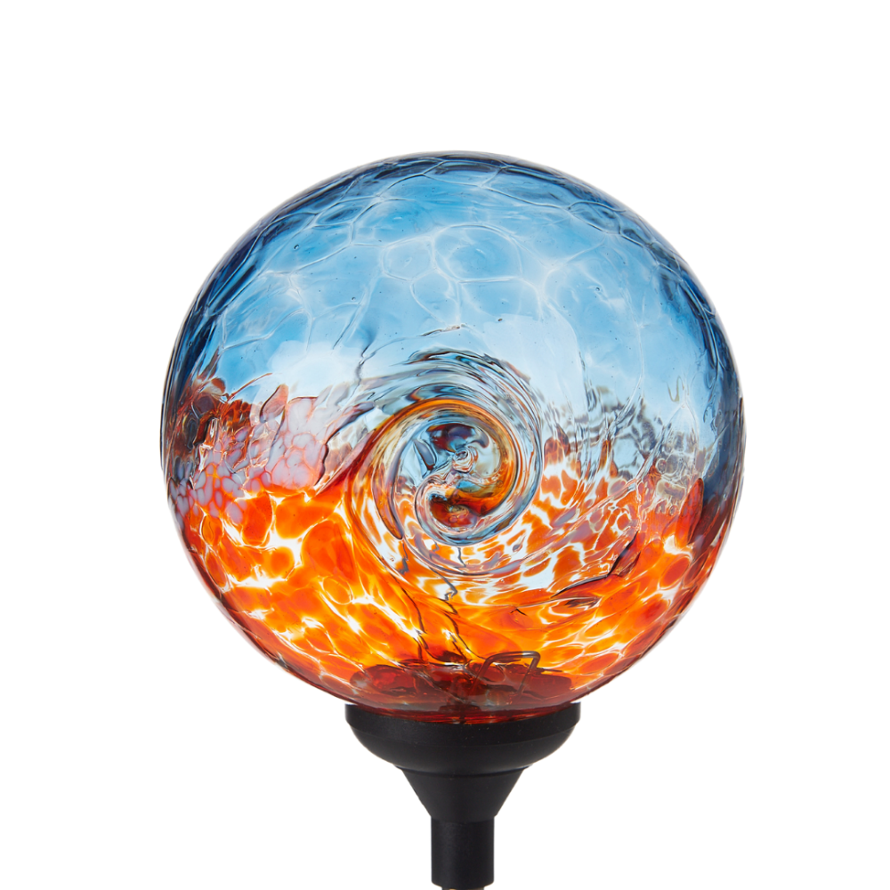 Aqua/Orange Van Glow Solar Light on a transparent background. 