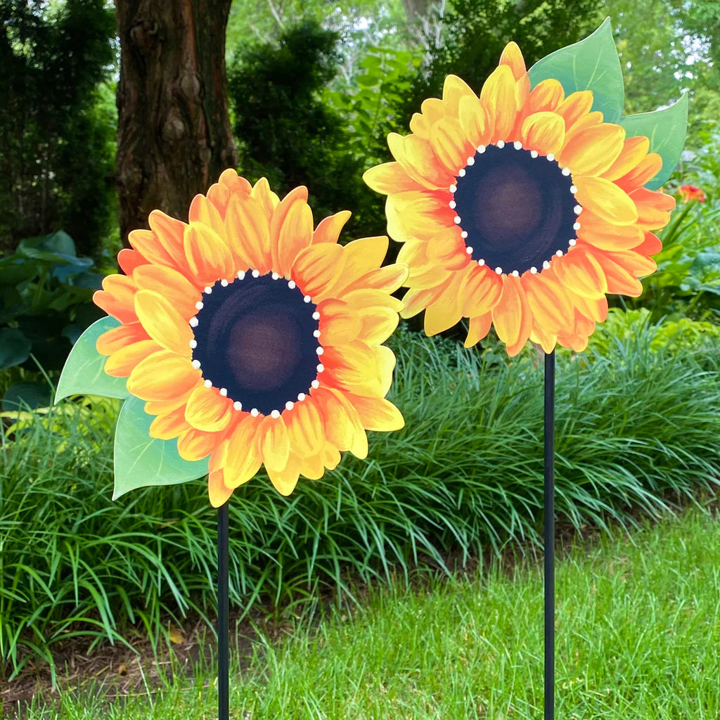 Sunflower magnets on the Magnetic Garden Stake