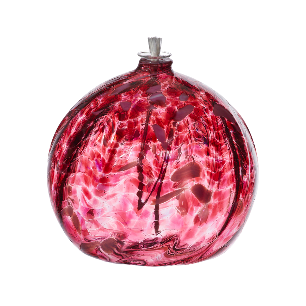 Pink round oil lamp on a transparent background