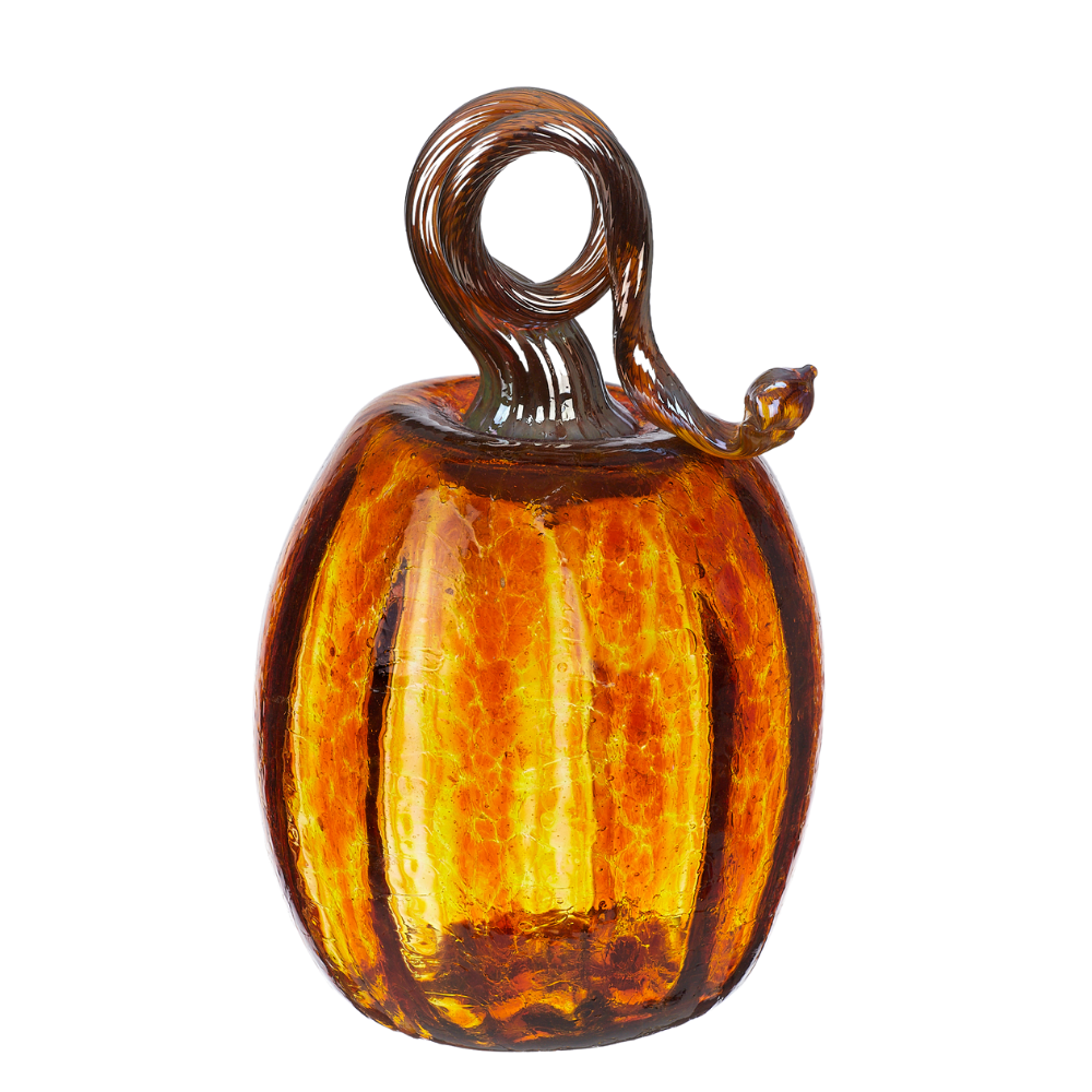 Harvest Oval Pumpkin with a brown metallic stem on a transparent background